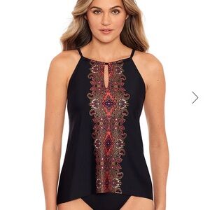 Miraclesuit Kashmir peephole tankini swim top. NWT. Top only
